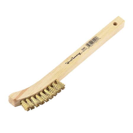 Forney Scratch Brush With Curved Handle, Brass, 2 X 9 Rows 70491
